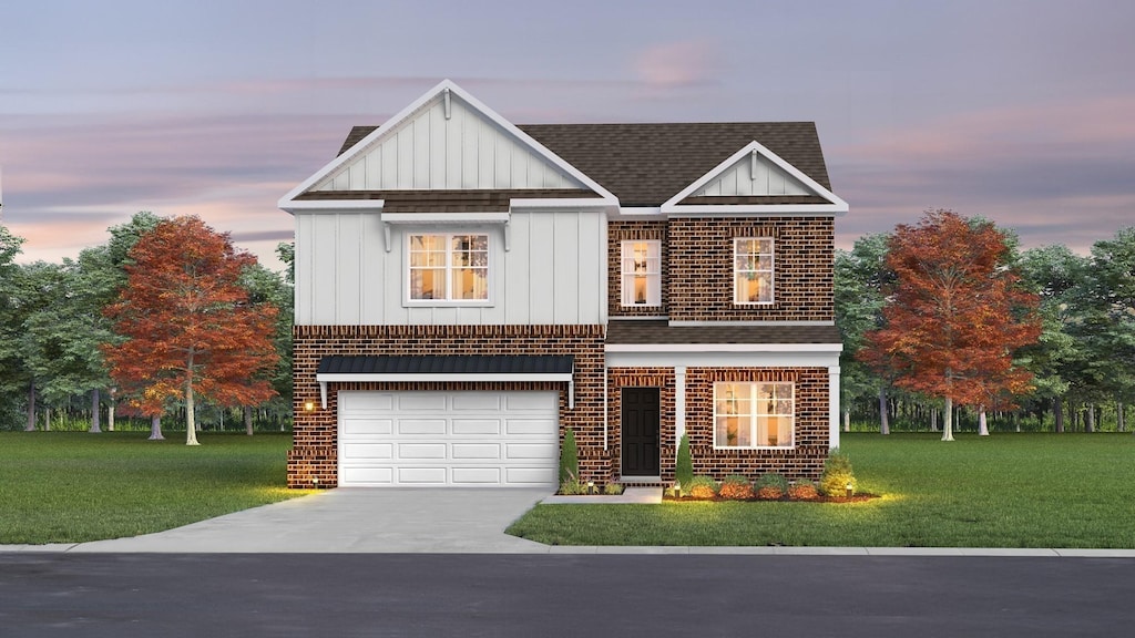 2584 Triple Crown Cir, Gallatin, TN 37066 - view of front of property with concrete driveway, a front yard, roof with shingles, and an attached garage