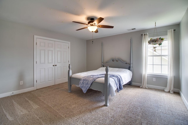 1334 Davy Crockett Dr, Murfreesboro, TN 37129 - bedroom featuring carpet flooring, baseboards, a ceiling fan, and a closet