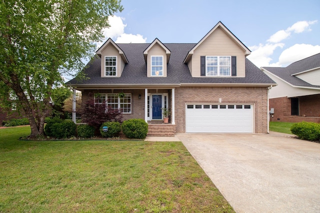 1334 Davy Crockett Dr, Murfreesboro, TN 37129 - view of front of property with brick siding, concrete driveway, an attached garage, a front lawn, and a shingled roof