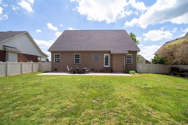 1334 Davy Crockett Dr, Murfreesboro, TN 37129 - rear view of house with a patio, brick siding, and roof with shingles