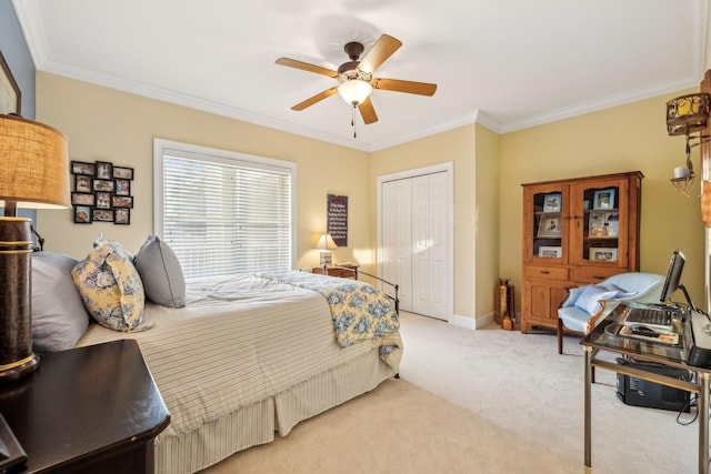 7100 Dale Ridge Rd Unit A4, Lancaster, TN 38569 - bedroom with a closet, crown molding, light carpet, and a ceiling fan