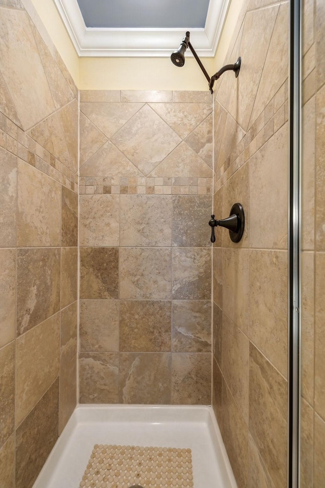 7100 Dale Ridge Rd Unit A4, Lancaster, TN 38569 - bathroom with ornamental molding and a shower stall