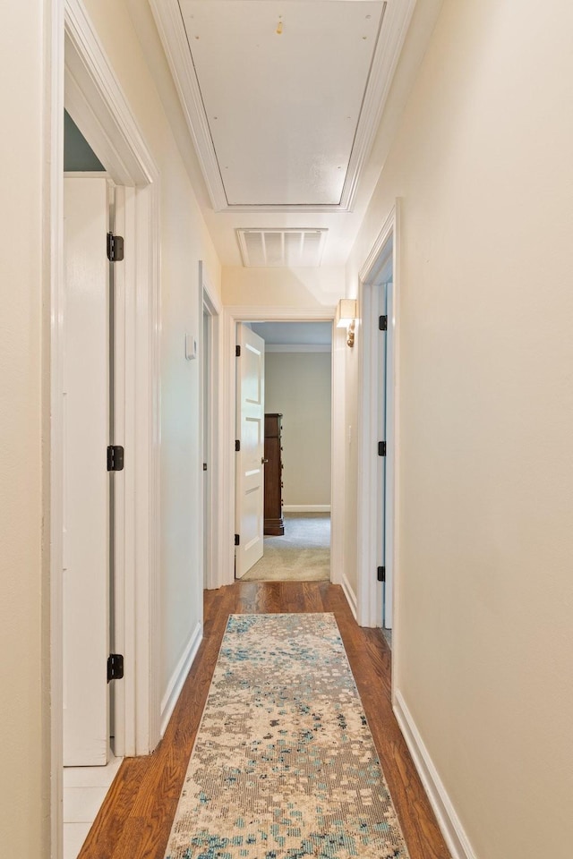 5175 Granny White Pike, Nashville, TN 37220 - corridor with attic access, wood finished floors, and baseboards