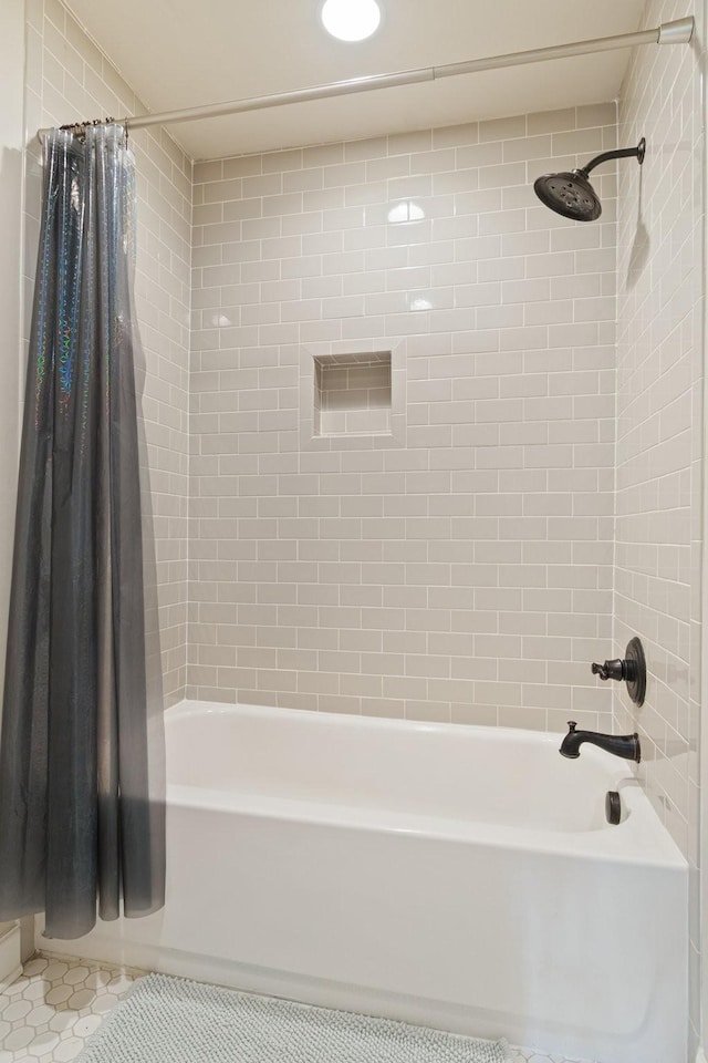 5175 Granny White Pike, Nashville, TN 37220 - bathroom featuring shower / bath combination with curtain and tile patterned flooring