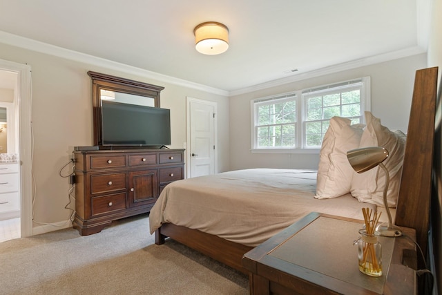 5175 Granny White Pike, Nashville, TN 37220 - bedroom with crown molding, light colored carpet, and ensuite bath