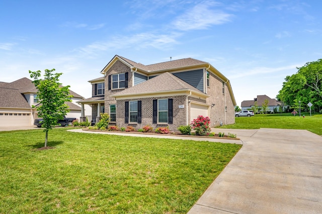 1149 Brixworth Dr, Spring Hill, TN 37174 - view of front of property featuring concrete driveway, brick siding, a front yard, an attached garage, and roof with shingles