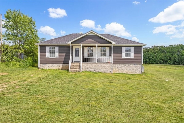 890 Akersville Rd, Lafayette, TN 37083 - view of front of home with a porch, a front lawn, and crawl space