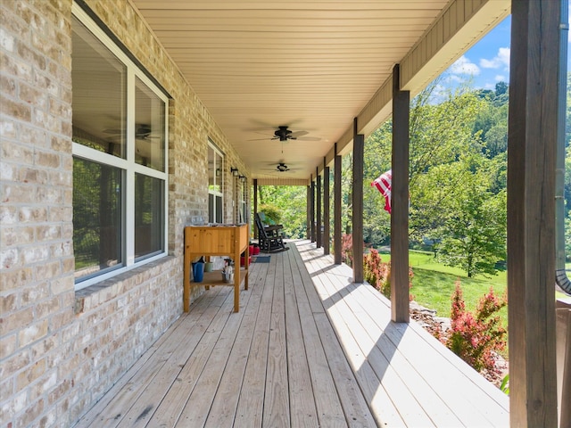 593 Gaulden Hollow Rd, Lafayette, TN 37083 - deck with ceiling fan and a porch