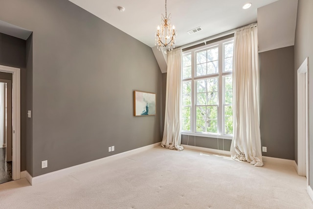 3692 Auburn Ln, Nashville, TN 37215 - carpeted spare room with plenty of natural light, a chandelier, baseboards, vaulted ceiling, and a smoke detector