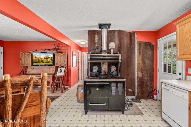 6756 Old State Highway 111, Spencer, TN 38585 - kitchen with dishwasher, a textured ceiling, and light flooring