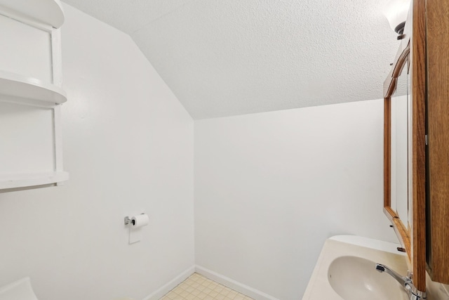 111 Lois Ln, Clarksville, TN 37043 - bathroom featuring vaulted ceiling, a sink, and baseboards