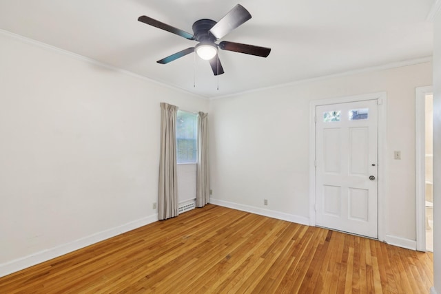 111 Lois Ln, Clarksville, TN 37043 - empty room featuring ornamental molding, light wood-style flooring, a ceiling fan, and baseboards