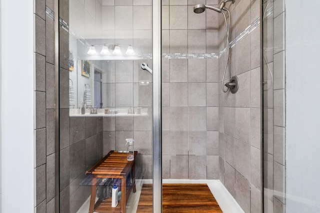 full bathroom with a shower stall
