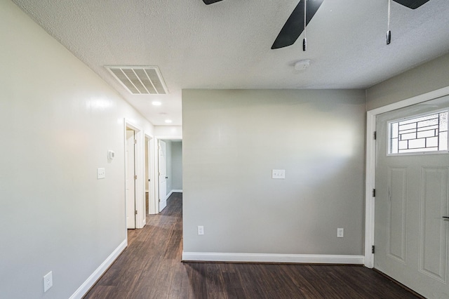 204 Wilson Ave, Auburn, KY 42206 - foyer entrance featuring baseboards, dark wood finished floors, recessed lighting, a textured ceiling, and ceiling fan