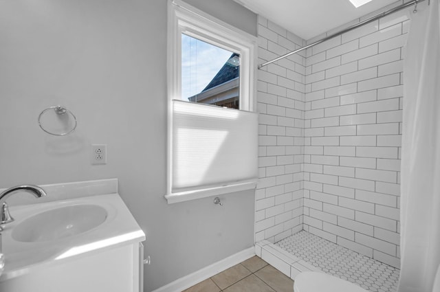 401 Bowling Ave Unit 67, Nashville, TN 37205 - bathroom featuring a shower stall, tile patterned floors, vanity, and toilet