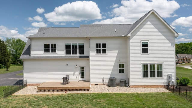 548 Buddy Rd, Burns, TN 37029 - back of house with a deck, cooling unit, and roof with shingles