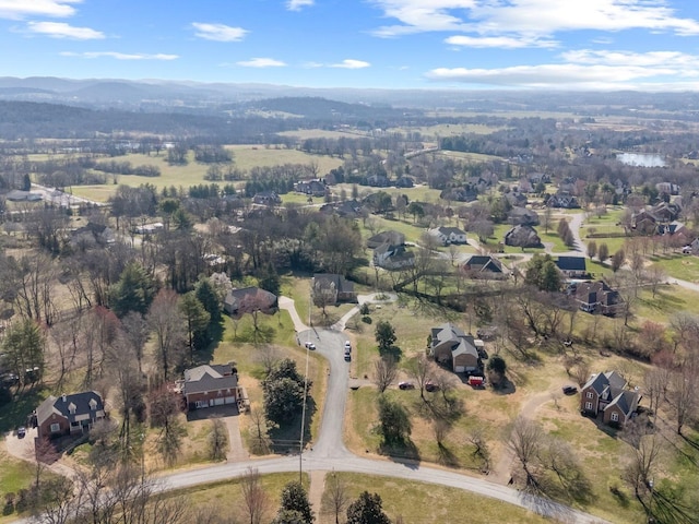 aerial view of property's location with a mountain backdrop