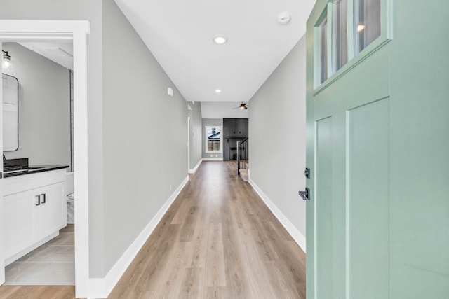 614 Woodrush Dr, Clarksville, TN 37040 - corridor with light wood-style flooring and recessed lighting
