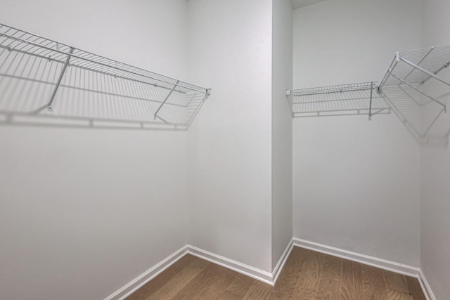 spacious closet with wood finished floors