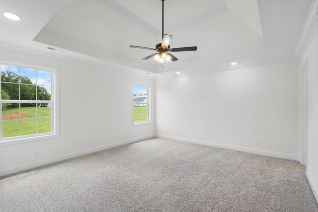 1 Shelton Ferry Rd, Southside, TN 37171 - unfurnished room with a raised ceiling, ornamental molding, baseboards, carpet flooring, and recessed lighting
