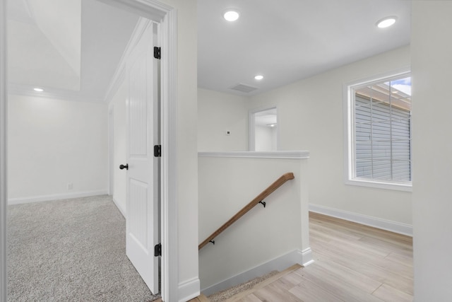 1 Shelton Ferry Rd, Southside, TN 37171 - hallway featuring an upstairs landing, baseboards, and recessed lighting