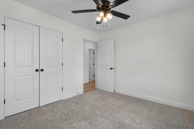 1 Shelton Ferry Rd, Southside, TN 37171 - unfurnished bedroom featuring carpet floors, baseboards, a closet, and ceiling fan