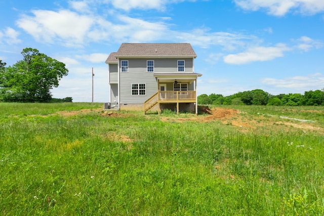 1 Shelton Ferry Rd, Southside, TN 37171 - rear view of house featuring stairway, crawl space, and ceiling fan