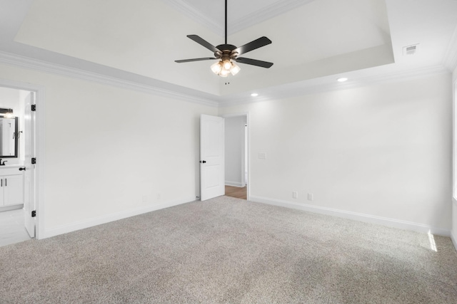 1 Shelton Ferry Rd, Southside, TN 37171 - unfurnished bedroom with a tray ceiling, crown molding, carpet flooring, recessed lighting, and baseboards