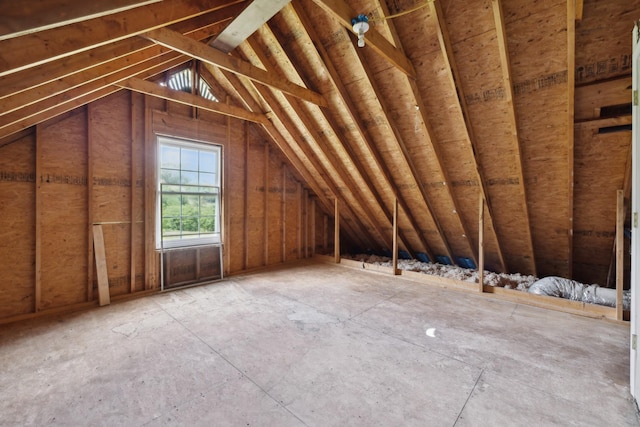 view of unfinished attic
