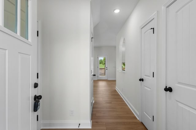 2214 S Hinton Rd, Southside, TN 37171 - hallway with baseboards, wood finished floors, and recessed lighting