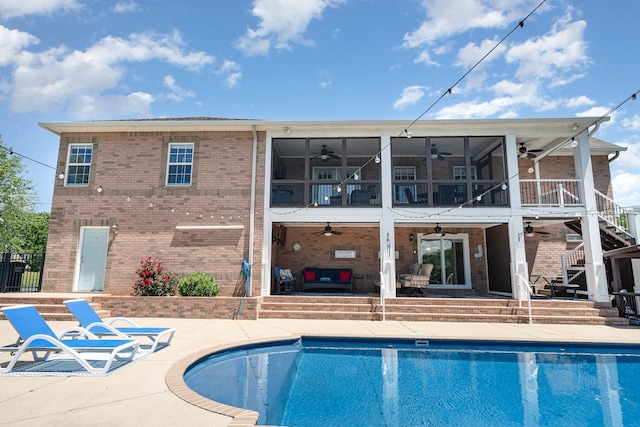 500 Mark Green Ct, Spring Hill, TN 37174 - rear view of property with ceiling fan, stairway, a patio, and brick siding