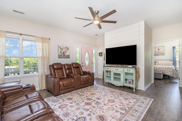 500 Mark Green Ct, Spring Hill, TN 37174 - living room featuring ceiling fan, dark wood finished floors, and baseboards