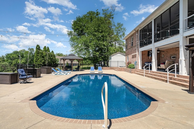 500 Mark Green Ct, Spring Hill, TN 37174 - view of swimming pool with a patio area, a gazebo, and ceiling fan