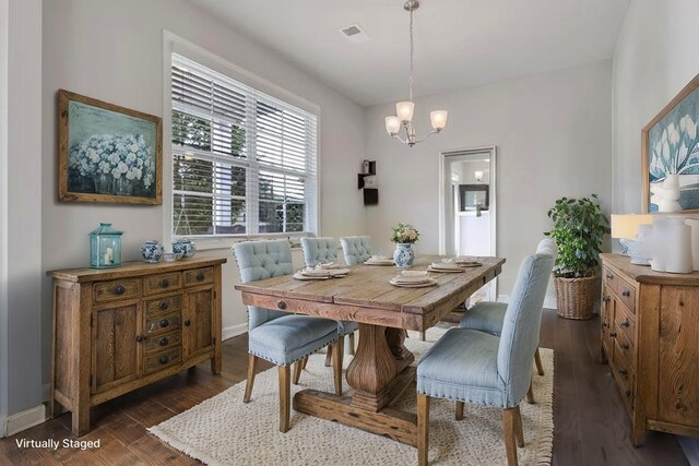 160 Majestic Ln, Pleasant View, TN 37146 - dining room featuring a chandelier, dark wood finished floors, and baseboards