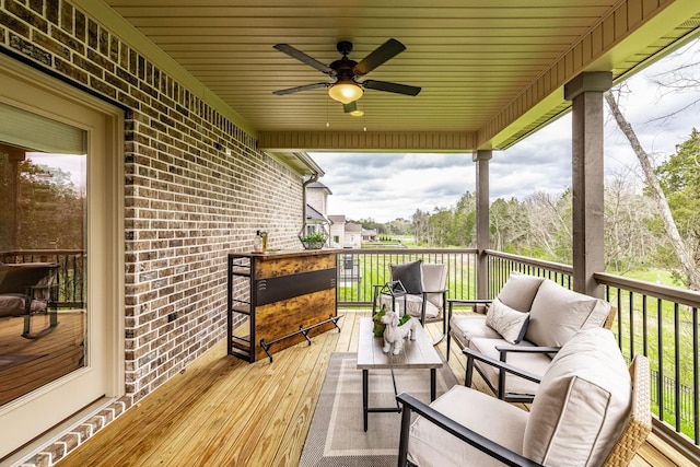 1219 Ben Forkum Dr, Lebanon, TN 37087 - wooden terrace featuring an outdoor living space and ceiling fan