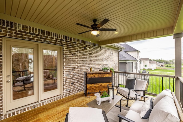 1219 Ben Forkum Dr, Lebanon, TN 37087 - wooden deck featuring a ceiling fan and outdoor lounge area