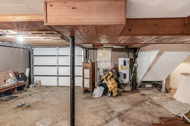 garage with water heater