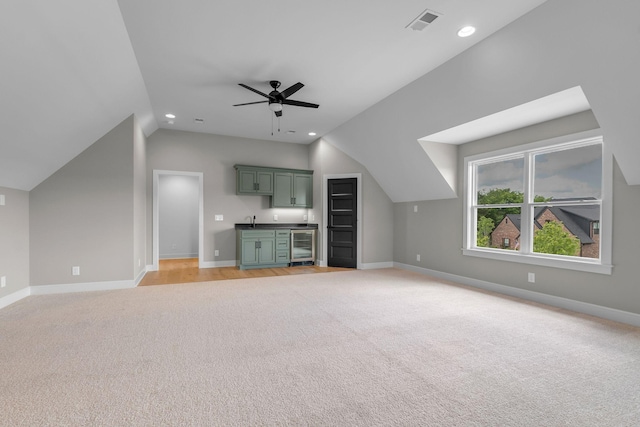 848 Brook Trl, Lebanon, TN 37087 - bonus room with light carpet, vaulted ceiling, ceiling fan, recessed lighting, and baseboards