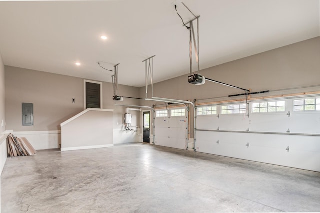 848 Brook Trl, Lebanon, TN 37087 - garage featuring electric panel, a garage door opener, and recessed lighting