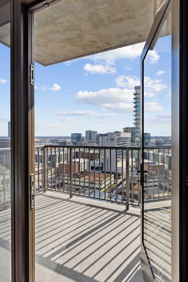 balcony with a view of city