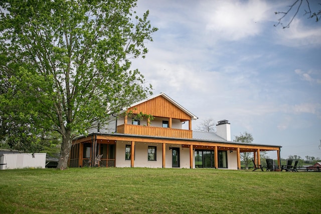 4824 Leipers Creek Rd, Williamsport, TN 38487 - rear view of property featuring a chimney and a lawn