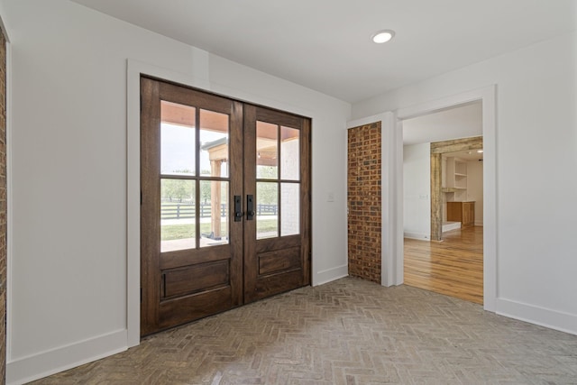 4824 Leipers Creek Rd, Williamsport, TN 38487 - doorway with french doors, baseboards, and recessed lighting