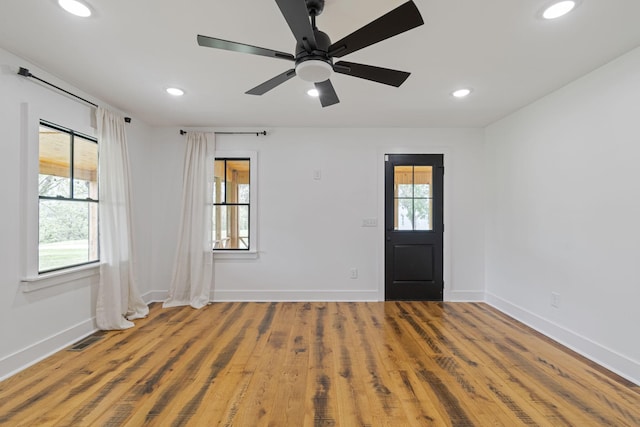 4824 Leipers Creek Rd, Williamsport, TN 38487 - foyer with baseboards, recessed lighting, a ceiling fan, and wood finished floors