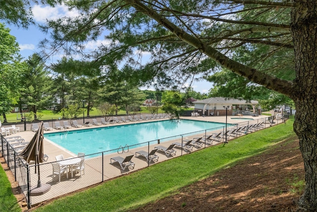 community pool with fence