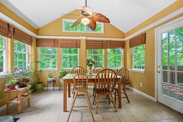 1015 Cross Country Dr, Kingston Springs, TN 37082 - sunroom with lofted ceiling, tile patterned floors, plenty of natural light, and baseboards
