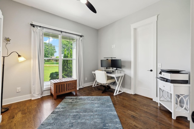 273 Halltown Rd, Cottontown, TN 37048 - office space with a ceiling fan, wood finished floors, and baseboards