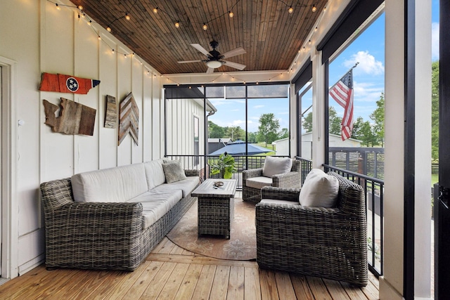 273 Halltown Rd, Cottontown, TN 37048 - sunroom / solarium featuring outdoor lounge area and a ceiling fan