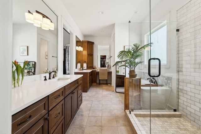 273 Halltown Rd, Cottontown, TN 37048 - full bath featuring vanity, a shower stall, ensuite bath, and tile patterned floors
