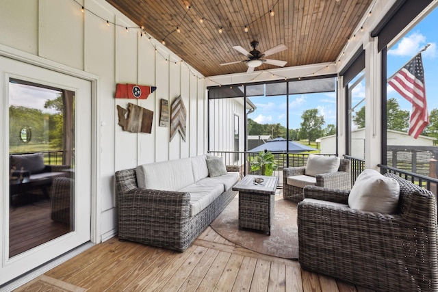 273 Halltown Rd, Cottontown, TN 37048 - sunroom featuring a ceiling fan and an outdoor living space