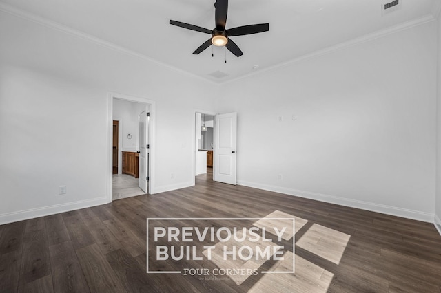 5532 Sinclair St, Murfreesboro, TN 37127 - unfurnished bedroom with wood finished floors, ornamental molding, baseboards, connected bathroom, and ceiling fan